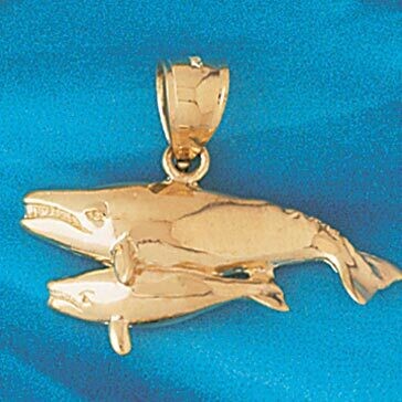 Dazzlers Jewelry Double Whale Pendant Necklace Charm Bracelet in Yellow, White or Rose Gold 808, MP…