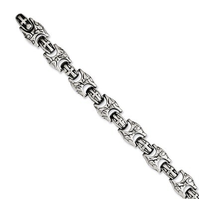 Antiqued Link 8.5 Inch Bracelet - Stainless Steel SRB1054 by Chisel, MPN: SRB1054, 883957030630