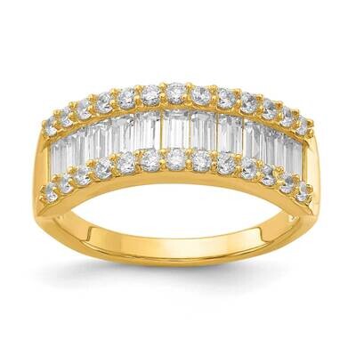 Sterling Silver Fancy Baguette Diamonelle Channel Set Band ring-YG-Vermeil 541C0156XB0107-YG-8