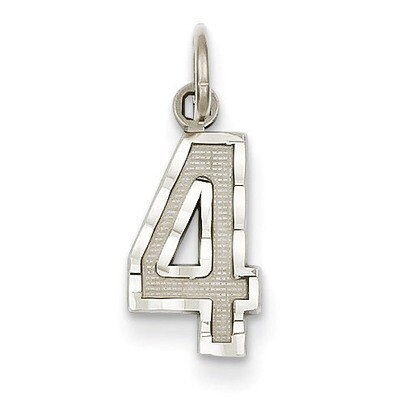 Casted Small Diamond Cut Number 4 Charm 14k White Gold WSN04, MPN: WSN04, 886774121321