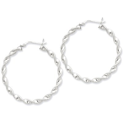 Twist 40mm Hoop Earrings Sterling Silver Rhodium-plated QE6754, MPN: QE6754, 883957580364