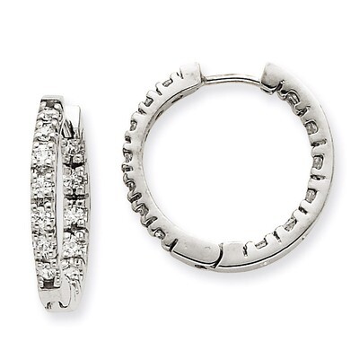 Diamond Hinged Hoop Earrings 14k White Gold XE866WA, MPN: XE866WA, 883957996349