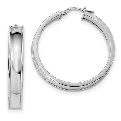 Beveled Edge Hoops Earrings Sterling Silver Rhodium-plated Polished QE13267, MPN: QE13267, 19110123…