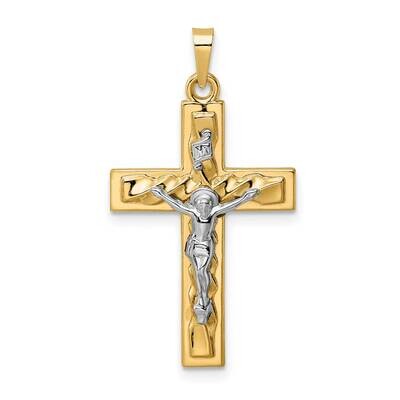 Twisted Hollow Inri Crucifix Pendant 14k Two-Tone Gold Polished XR2036, MPN: XR2036, 883957506586