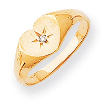 Heart .01ct. Diamond Signet Ring Mounting 14k Gold RS514, MPN: RS514,