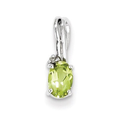 Peridot Oval Pendant Sterling Silver Rhodium-plated Diamond QP2985PE, MPN: QP2985PE, 883957358314