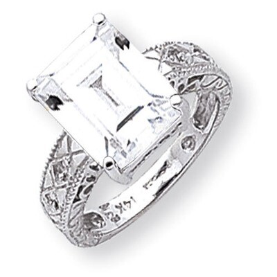 12x10mm Emerald Cut Cubic Zirconia Diamond Ring 14k white Gold Y2270CZ/A, MPN: Y2270CZ/A, 883957618…