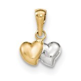 Polished Two Heart Pendant 14k Gold &amp; Rhodium YC1219, MPN: YC1219, 886774257419