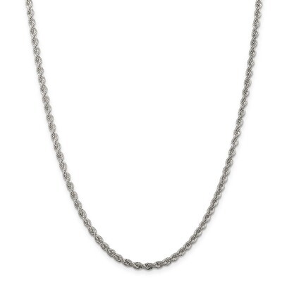 Solid Rope 3mm Necklace 16 Inch Sterling Silver QDR060-16, MPN: QDR060-16, 191101394003