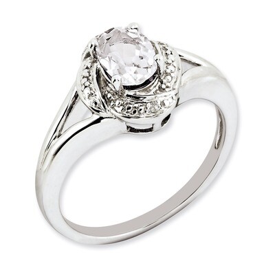 April White Topaz Ring Sterling Silver Diamond QBR12APR, MPN: QBR12APR, 886774188799
