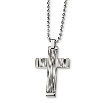 Wave Design Cross Necklace Stainless Steel Polished SRN2433-22 by Chisel, MPN: SRN2433-22, 19110185…