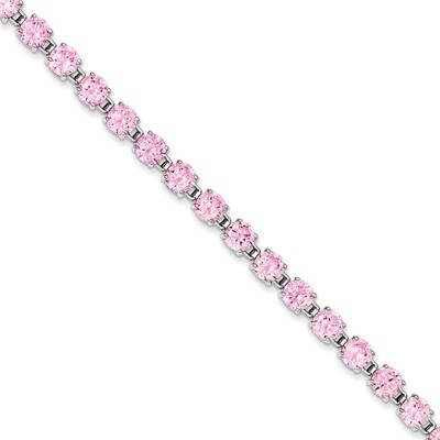 7 inch Pink Diamond Bracelet Sterling Silver QX424CZ, MPN: QX424CZ, 883957216324