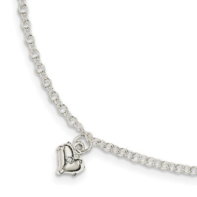 Children&#39;S Polished Heart with 1.5 Inch Ext. Bracelet Sterling Silver QG3504-5.5, MPN: QG3504-5.5, …