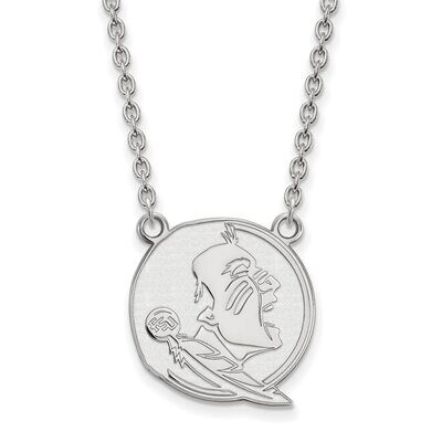 Florida State University Large Pendant with Chain Necklace 14k White Gold 4W055FSU-18, MPN: 4W055FS…