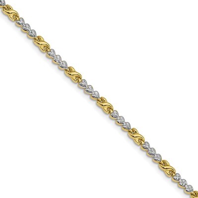 Leslie&#39;s Rhodium Diamond-cut Infinity &amp; Heart Bracelet 7.25 Inch 10k Gold HB-10LF559-7.25, MPN: 10L…