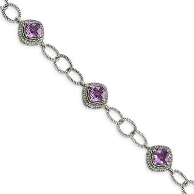 Amethyst 7.5 Inch Bracelet Sterling Silver with 14k Gold Accent QTC1553, MPN: QTC1553, 883957337906