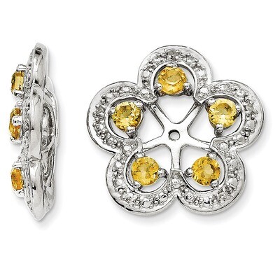 Diamond &amp; Citrine Earring Jacket Sterling Silver Rhodium QJ140NOV, MPN: QJ140NOV, 191101388255