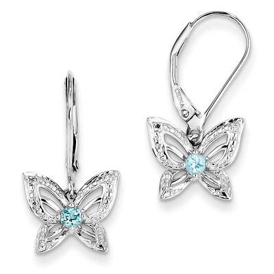 Blue Topaz &amp; Diamond Earrings Sterling Silver QE10265BT, MPN: QE10265BT, 883957480183
