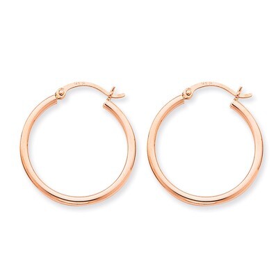 2mm Polished Hoop Earrings 14k Rose Gold TE529, MPN: TE529, 883957290898