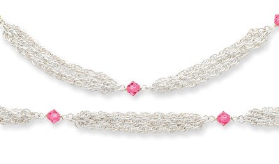 CZ 7 Inch Bracelet &amp; 18 Inch Necklace Set Sterling Silver QST1