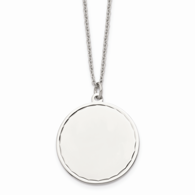Engraveable Round Disc 2 Inch . Extension Necklace Stainless Steel Polished SRN1467-18 by Chisel, M…