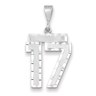 Number 17 Charm 14k white Gold Large Diamond -cut WLN17, MPN: WLN17, 883957123462