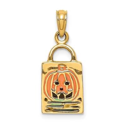 Enameled Trick Or Treat Bag Charm 14k Gold 3-D K6884, MPN: K6884, 637218128471