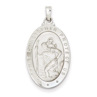 Saint Christopher Medal Pendant 14k White Gold XR516, MPN: XR516, 886774582269