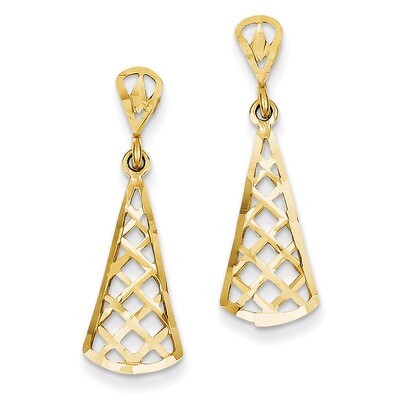 Inverted Fan Dangle Post Earring 14k Gold Diamond-cut K4359, MPN: K4359, 637218078813