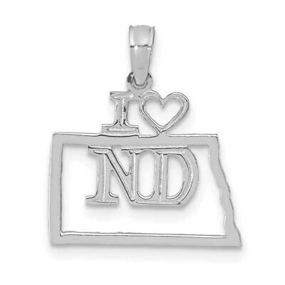North Dakota State Pendant 14k White Gold Solid D1176W, MPN: D1176W,