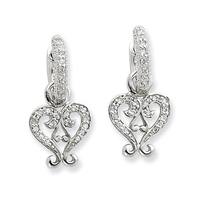 CZ Heart Charm Earrings Sterling Silver QSX369