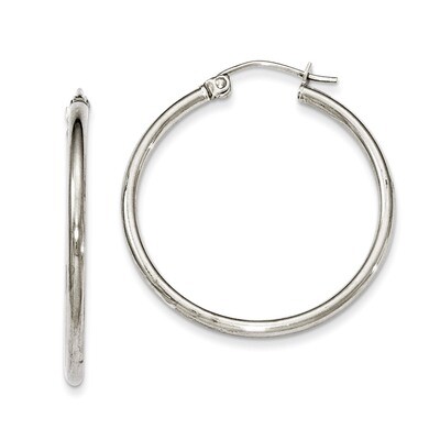 2mm Round Hoop Earrings Sterling Silver Rhodium-plated QE802, MPN: QE802, 883957940854