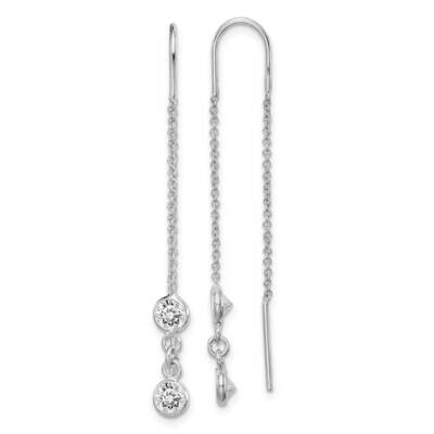 Threader Earrings Sterling Silver Rhodium-plated CZ Diamond QE14955, MPN: QE14955, 886774122526