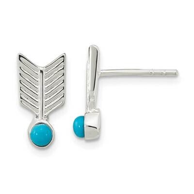 Reconstituted Turquoise Arrow Post Earrings Sterling Silver Polished QE16440, MPN: QE16440, 1969041…