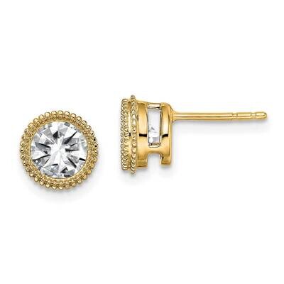 Round Beaded Bezel G H I True Light Moissanite Earrings 14k Gold EM6780-120-YMT, MPN: EM6780-120-YM…