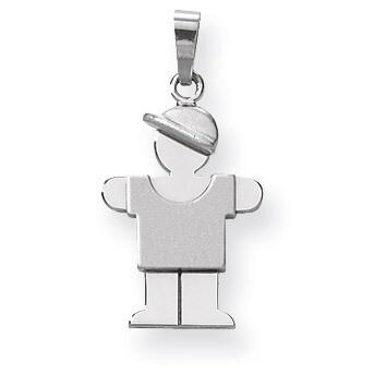 Small Boy with Hat on Right Engravable Charm 14k White Gold XK304, MPN: XK304, 883957470825