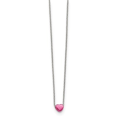 Pink IP-plated Polished Heart Necklace Stainless Steel SRN1789-16 by Chisel, MPN: SRN1789-16, 19110…