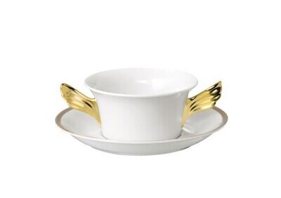Versace Medusa D&#39;Or Cream Soup Cup &amp; Saucer 6 3/4 Inch 10 oz, MPN: 19300-409950-10420, 790955109131