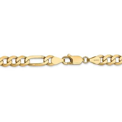 28 Inch 5.25mm Flat Figaro Chain 14k Yellow Gold FFL140-28, MPN: FFL140-28, 191101979828