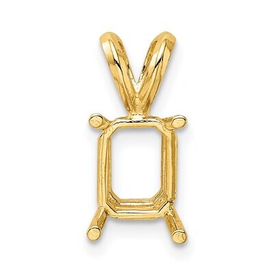 Emerald 4-Prong Cast Heavy Weight 4 x 3mm Pendant Setting 14k Yellow Gold YG974, MPN: YG974,