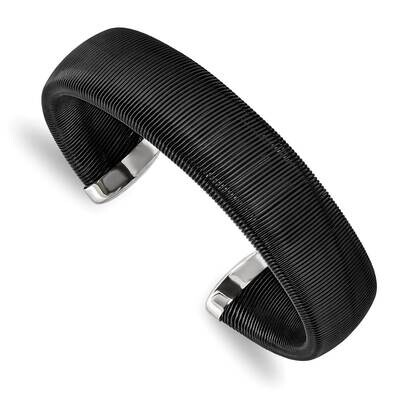 Black Ip-Plated Wire 18mm Cuff Bangle Stainless Steel Polished SRB2924, MPN: SRB2924, 191101865916