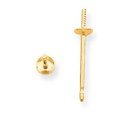 3.0mm Pearl Cup Earring Post Mounting 14k Yellow Gold YG2653, MPN: YG2653,