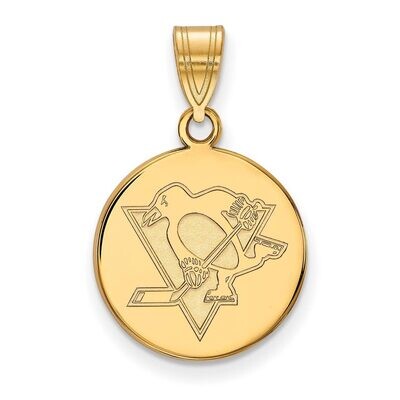 Pittsburh Penguins Medium Disc Pendant Gold-plated Silver GP034PEN, MPN: GP034PEN, 886774744353