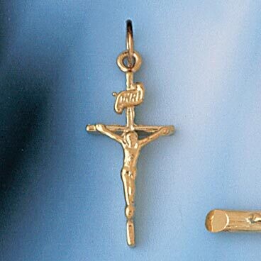 Dazzlers Jewelry Jesus Christ on Cross Pendant Necklace Charm Bracelet in Yellow, White or Rose Gol…
