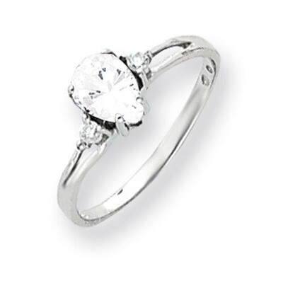 Cubic Zirconia Diamond Ring 7x5mm Pear 14k white Gold Y4626CZ/A, MPN: Y4626CZ/A, 883957471341