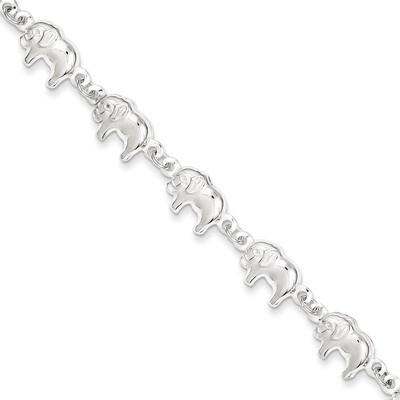 7 Inch Elephant Bracelet Sterling Silver QG1550-7, MPN: QG1550-7, 883957947747