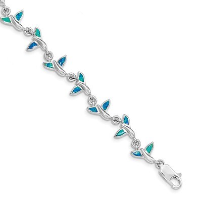 Whale Tail Bracelet 7.75 Inch Sterling Silver Rhodium QG3988-7.75, MPN: QG3988-7.75, 883957670676