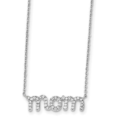 Mom with CZ Necklace Sterling Silver Rhodium-plated QG4014-18, MPN: QG4014-18, 883957265698