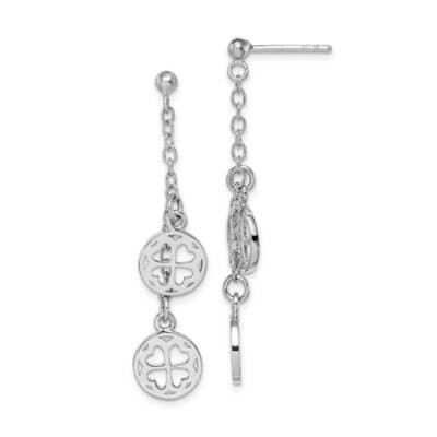Clover Dangle Post Earring Sterling Silver Rhodium-plated QE15038, MPN: QE15038, 886774080932