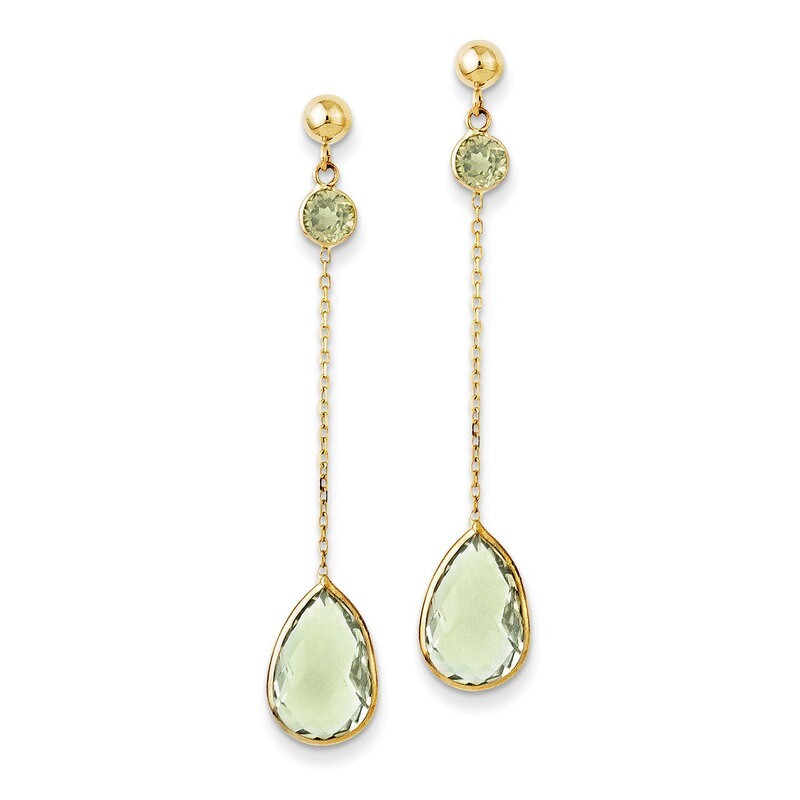 Peridot and Green Quartz Post Earrings 14k Gold YE1393